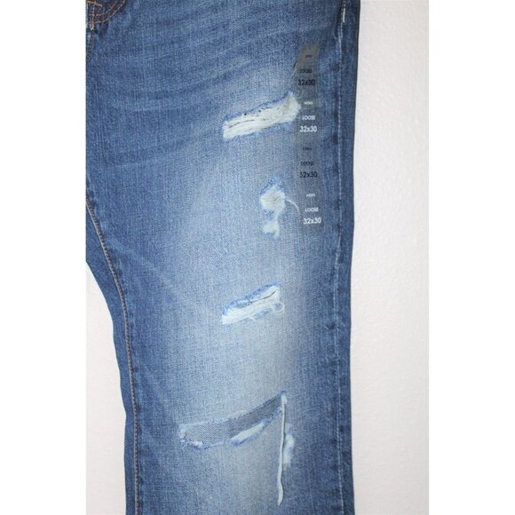 Men's distress Relaxed Blue Jeans 32W 30L - Picture 3 of 10